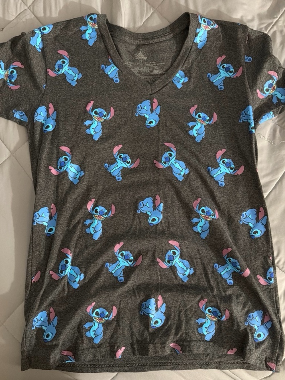 Disney Stitch Charcoal Women’s V‑Neck Tee